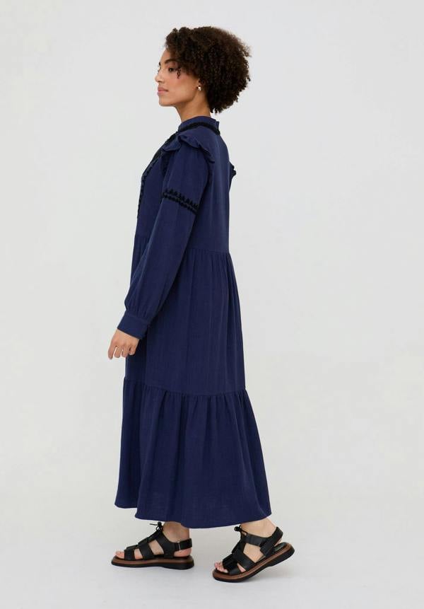 Raffya Lulu Embroidered Maxi Dress In Navy