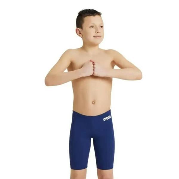 Arena Boys Team Solid Swim Jammer navy trunks with white logo