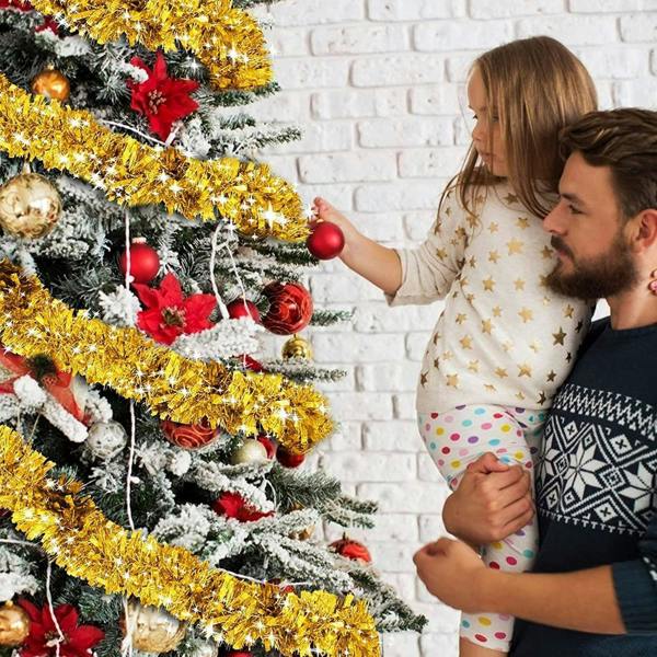 Gold Christmas Tinsel Range - 2m Thick Shiny Trim and Pack Sizes for Home Decorating image 2