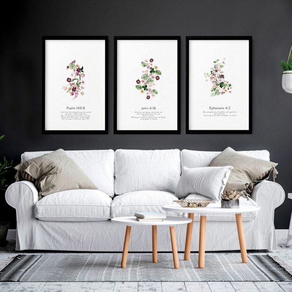 Large art for living room | set of 3 Christian wall art prints