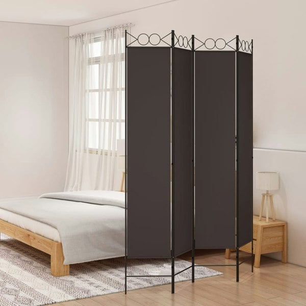 Berkfield 4-Panel Room Divider Brown 160x220 cm Fabric