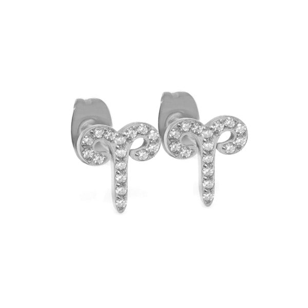 Say It With Aries Earrings with CZ Stones - Silver Plated