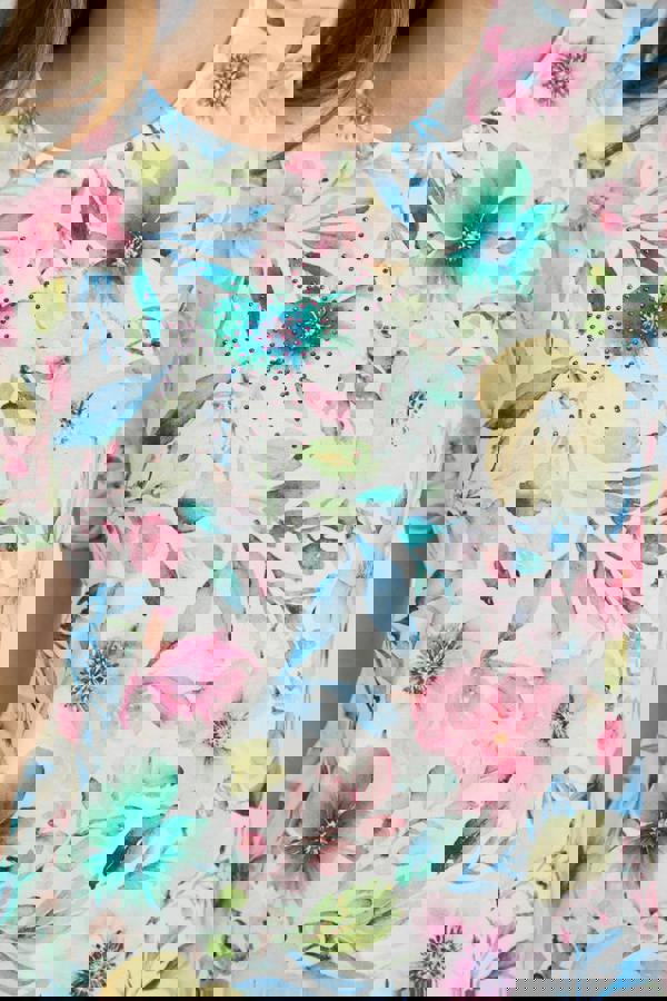 Mudflower Floral Print Water-Colour Effect Top