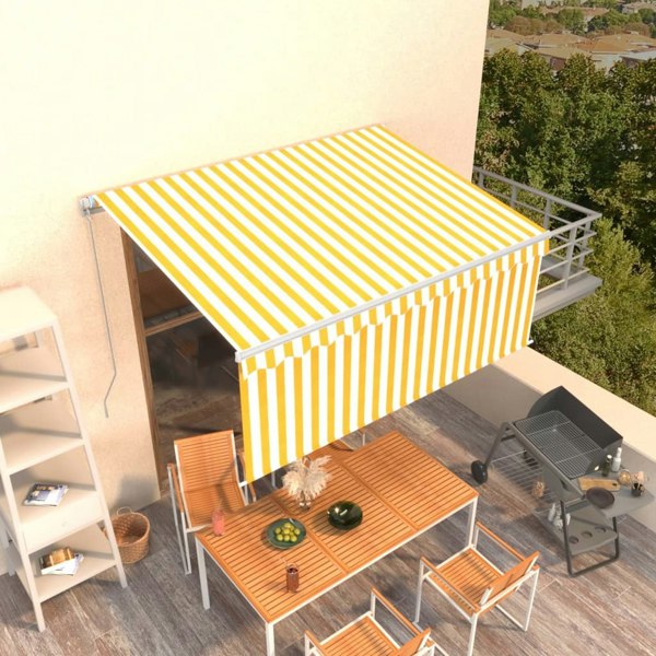 Berkfield Manual Retractable Awning with Blind 3x2.5m Yellow&White