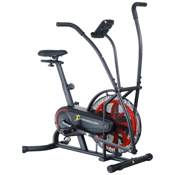 Strongology SCORPION Assault Bike – Compact Home Fitness Stationary Bike for Full Body Workouts with Smooth Fan Resistance and LCD Display