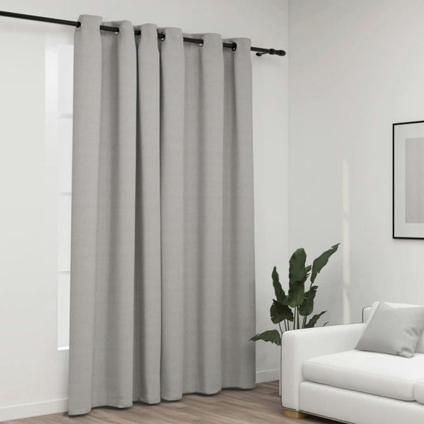Berkfield Linen-Look Blackout Curtains with Grommets Grey 290x245cm