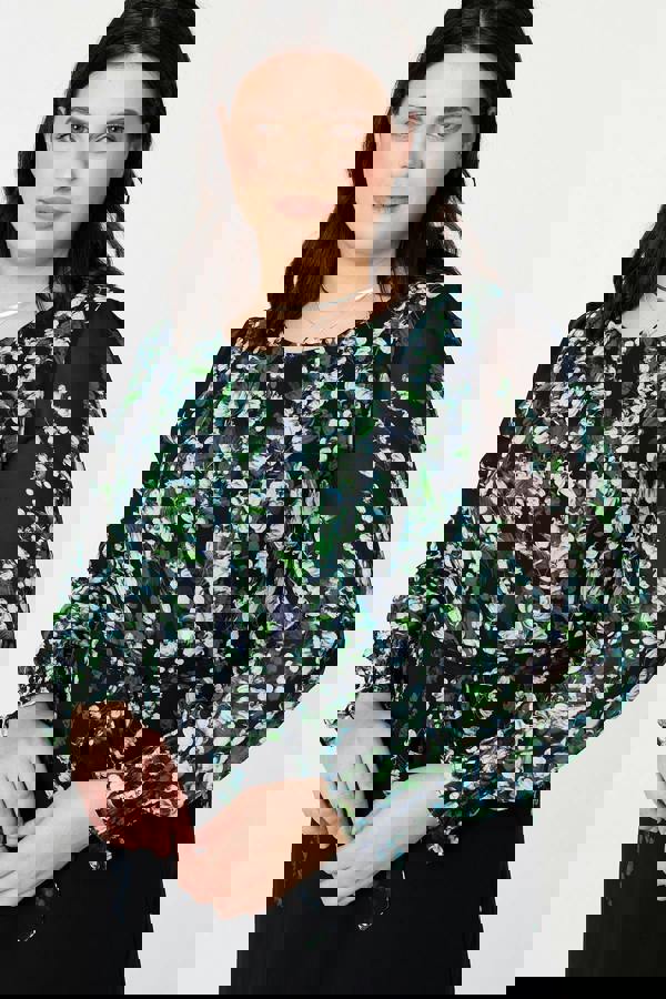 Black | Curve Floral Long Sleeve Maxi Dress