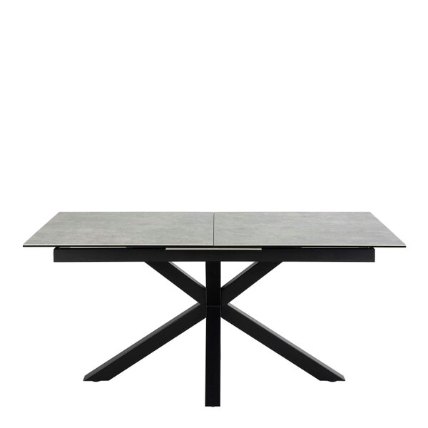 Wyld Haus Perth 168cm Grey Ceramic Extendable Dining Table Industrial Black Metal Legs