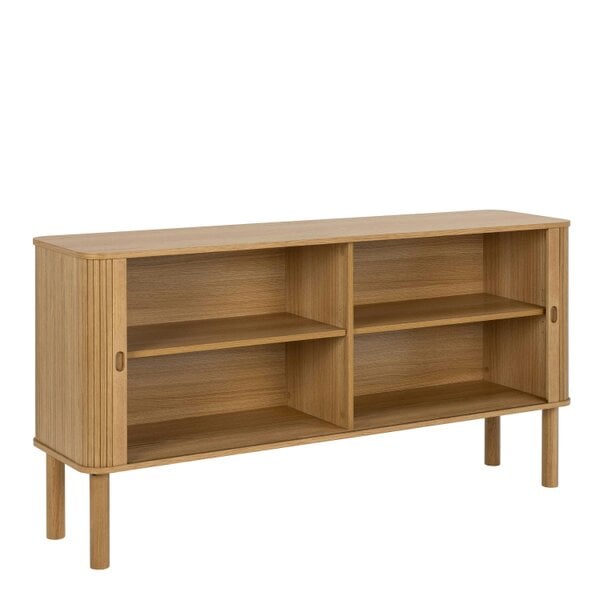 Wyld Haus Copenhagen Natural Oak Wooden Etched Sideboard 2 Tambour Doors