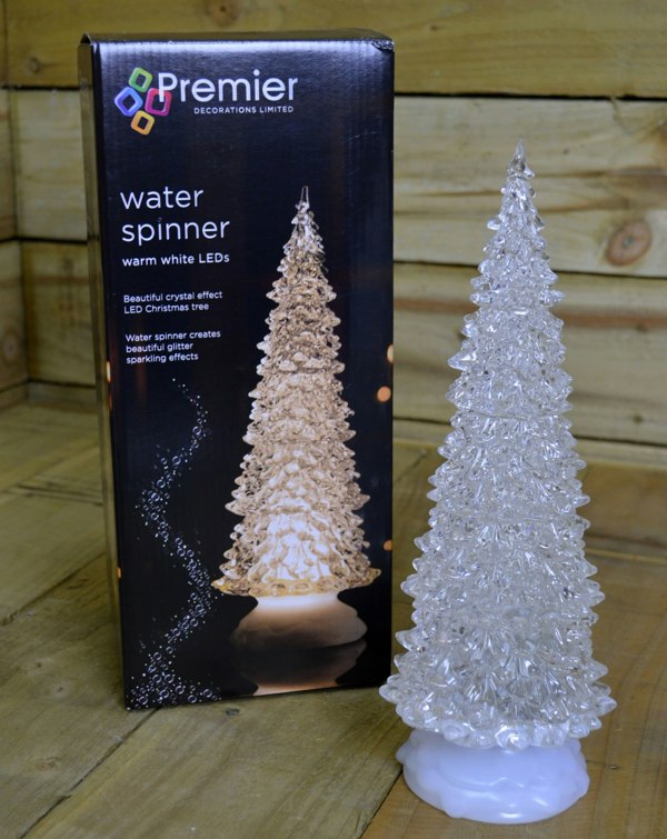 Samuel Alexander 30cm Dual Power LED Water Spinner Christmas Tree With Warm White LEDs