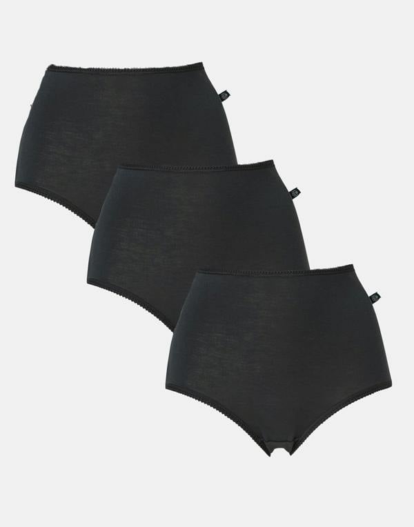 British Boxers Three-pack Women's Cotton Full Briefs - Kohl Black