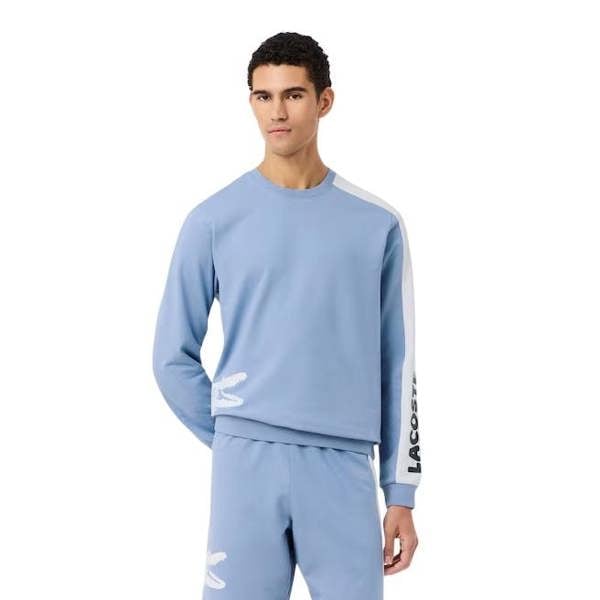 Lacoste Mens Fleece Logo Long-Sleeved Lounge Sweatshirt - Blue - 