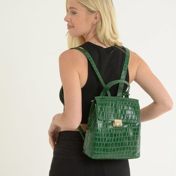 Ashwood Crocodile Print Leather Backpack: C-51