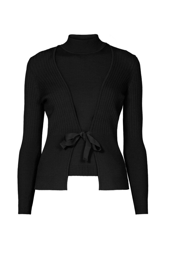 Erika & Erin wool two-piece knit set in black