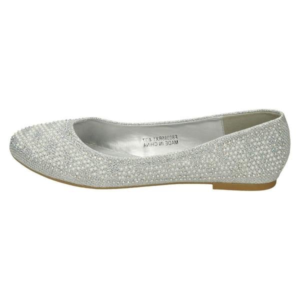 Spot On Ladies Spot On Diamante Bead Ballerinas F80385