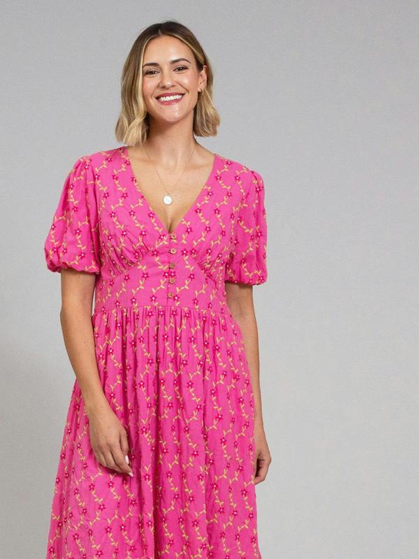 Kite Womens Organic Lydlinch Embroidered Dress Fleur De Vigne