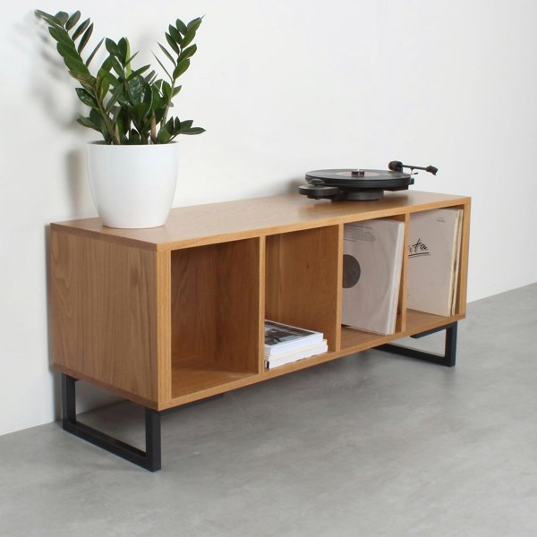 The Urban Editions Condor Vinyl Storage Cabinet On Minimalist Square legs