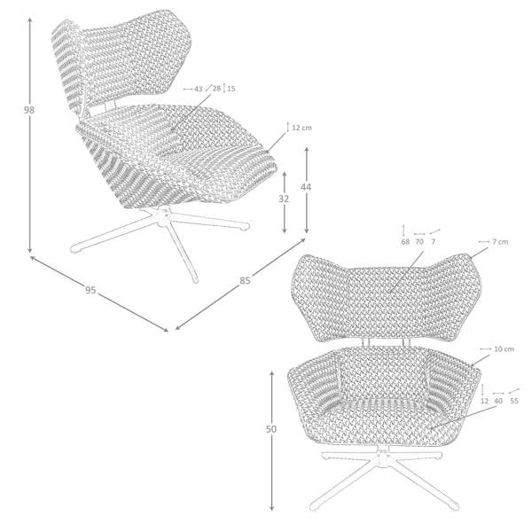 Angel Cerdá Black and White Fabric Swivel Armchair 5142
