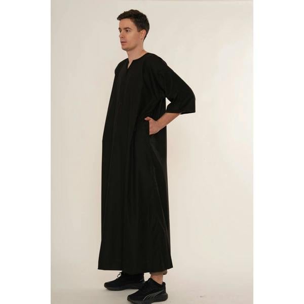 TT-006 - Men's Emirati Omani Half Sleeve Thobe - Black - Thobez - 20