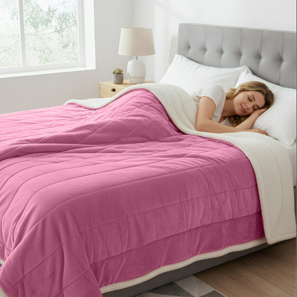 Anycozy Blanket Light Pink Coral Fleece Autumn Winter Warm 3 Layers Thicken Flannel Soft Comfortable Warmth Quilts Washable 120x200cm