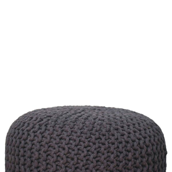 Wyld Haus Bergamo Woven Grey Round Footstool
