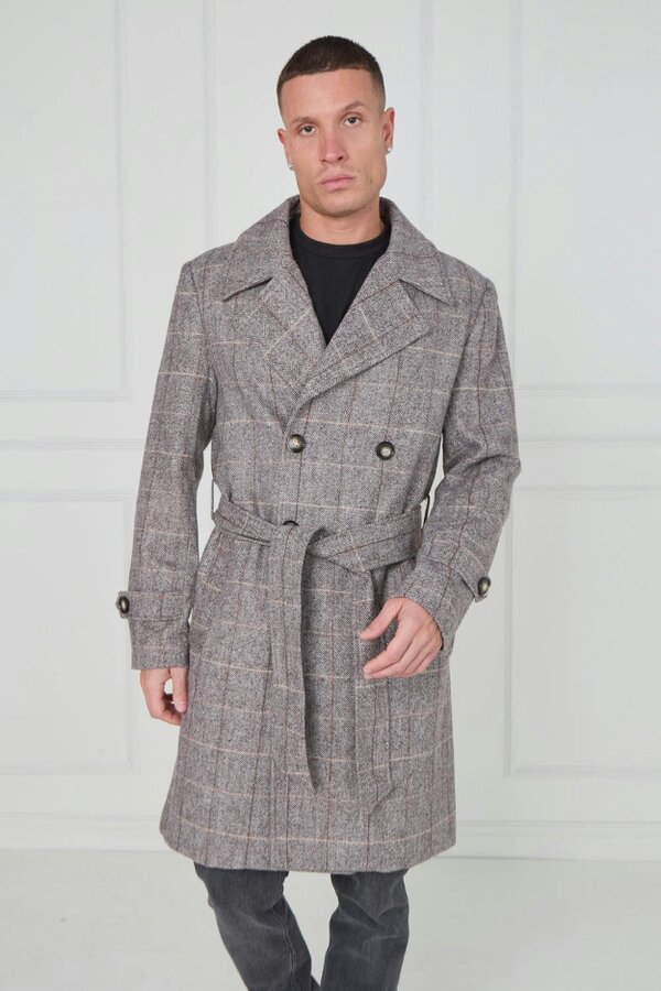Elaina Fashion Premium Men's Double-Breasted Trench Coat