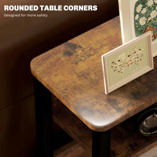 Wyld Haus Novizi Metal And Wooden Black And Brown Industrial Style Side Table