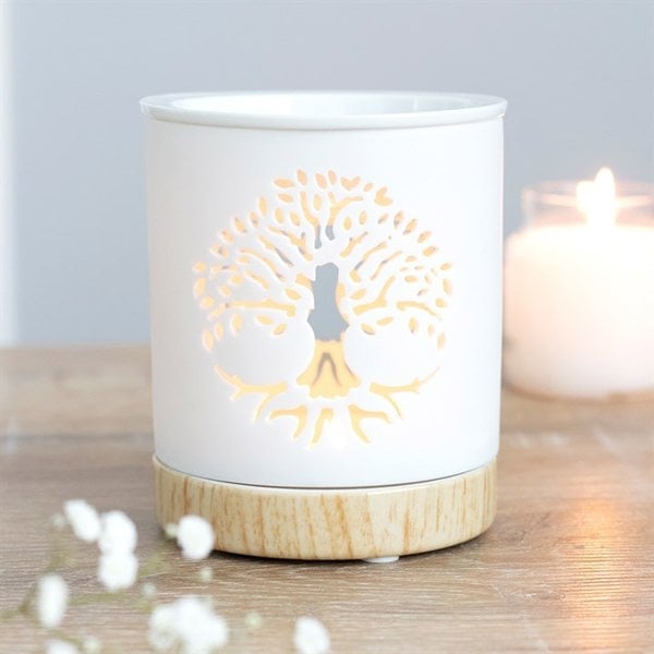 Serano White Tree of Life Cut Out Oil Burner