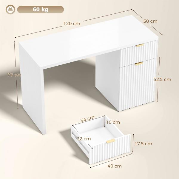 HOMCOM Computer Desk with Drawer, Reversible Office Des, White