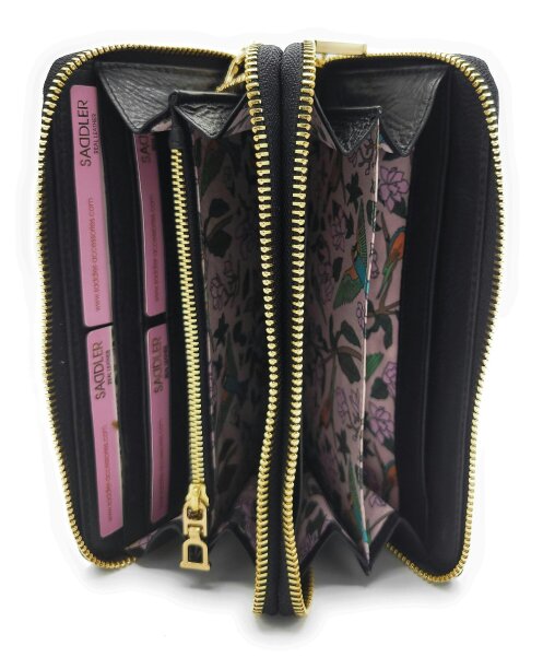 SADDLER WILLOW Real Leather Designer RFID Double Zip Purse & Phone Holder | Gift Boxed