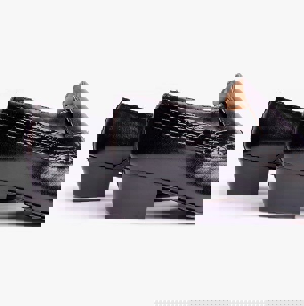 Montecatini PABLO Mens Cuban Heel Reptile Leather Shoes Black