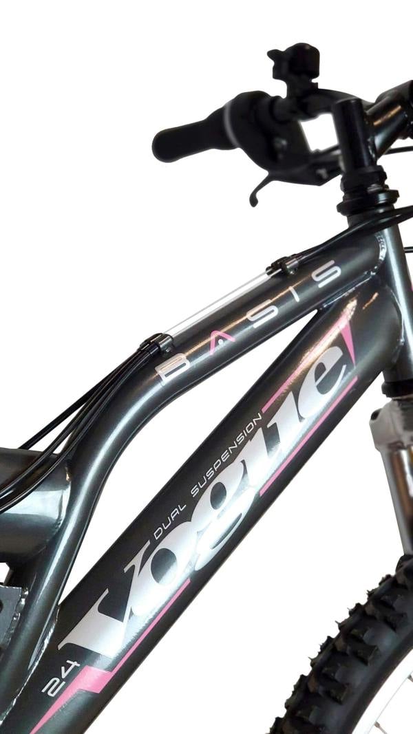 Basis Bikes Basis Vogue Junior Girls Full Suspension Mountain Bike, 24" Wheel - Grey