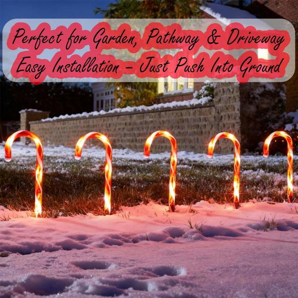 55cm Red Candy Cane Outdoor LED Lights, Pack of 2 with 8 Modes and Timer image 5