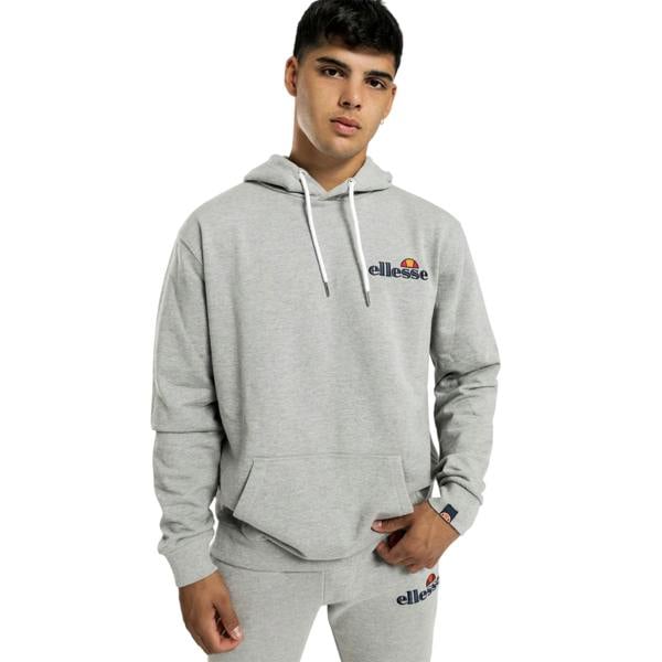 Ellesse Mens Embroidered Logo Hoodie - Grey Marl - 