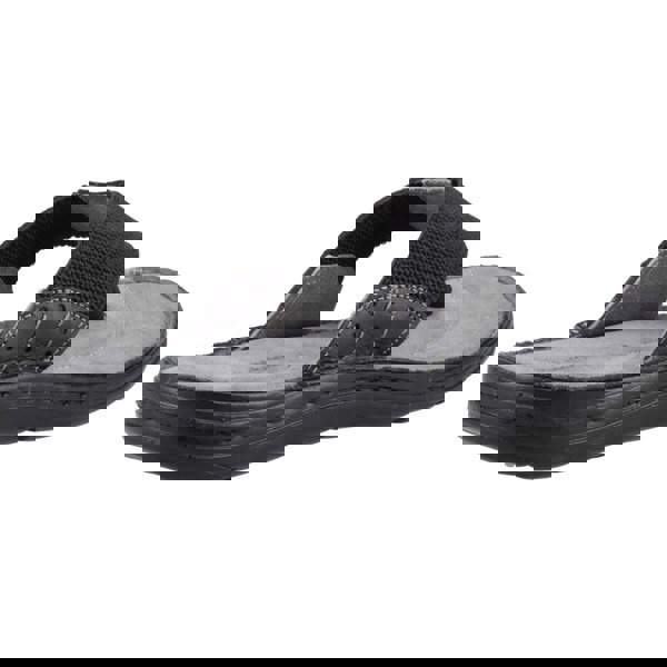 Hush Puppies Alan Toepost Leather Men's Black Flip Flops