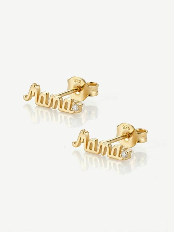 MUCHV Mama Script Stud Earrings