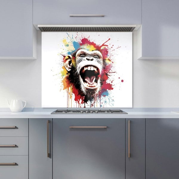 Warren Reed - Designer Coloured Splashart Crazy Monkey Face Kitchen Splashback