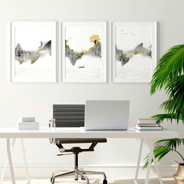 Office walls decor | set of 3 framed wall art