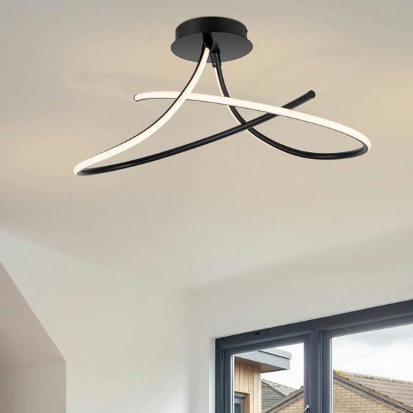 COSYLYTE Carter 2 Light LED, Curved Ceiling Light - Matt Black
