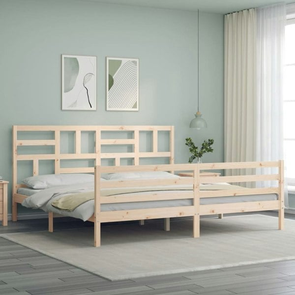 Berkfield Bed Frame with Headboard 200x200 cm Solid Wood