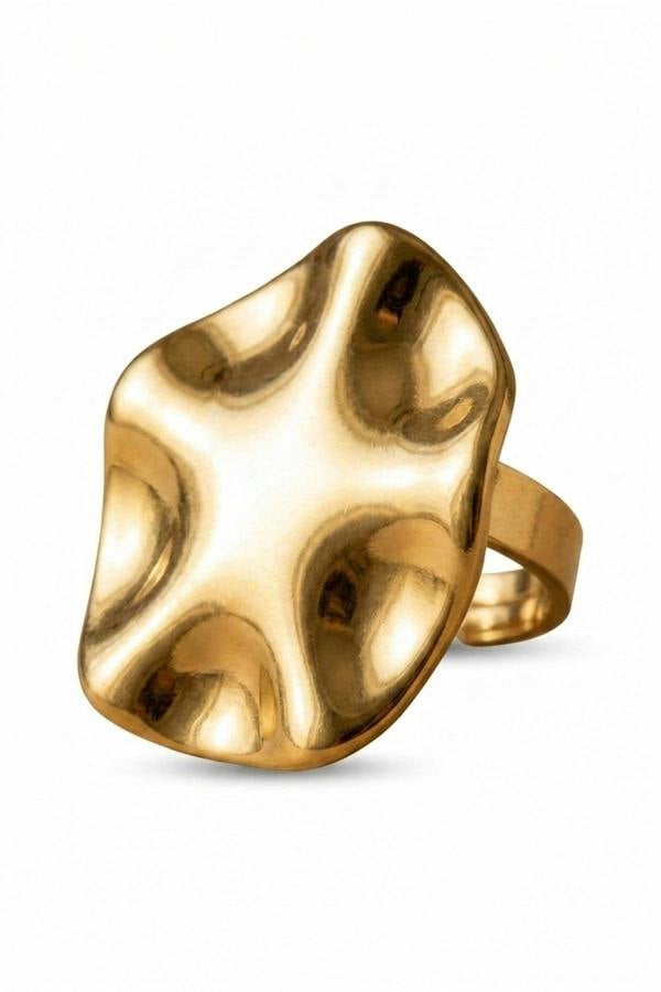 ARIIRA Sunny Gold Tone Abstract Wavy Statement