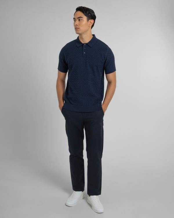 Steel & Jelly Burton - Geo Texture Knitted Polo Shirt