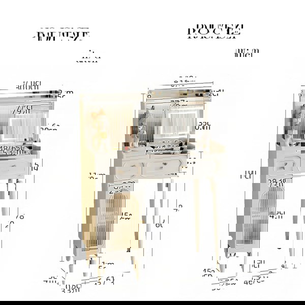 Layla Slimline Dressing Table, Small Dressing Table, Cream-Rit Concept-Rit Concept