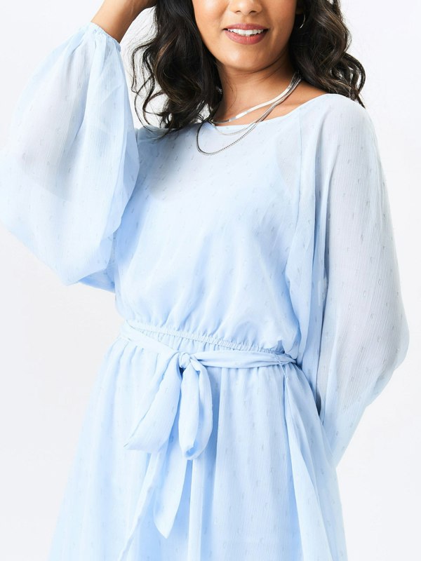 Gini London Blue Long Sleeve Chiffon Foil Mini Dress