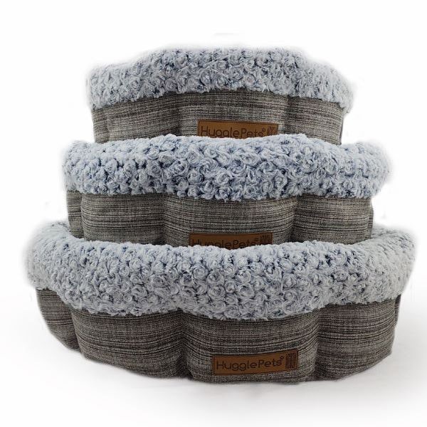 HugglePets Donut Dog Bed - Granite & Ivory