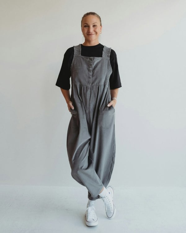 Alice Grey Smocking Strap Jumpsuit - image 1