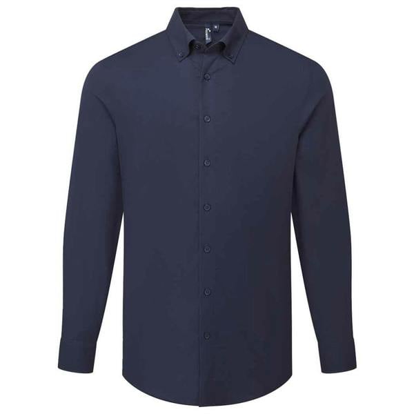 Premier Mens Supreme Oxford Long-Sleeved Formal Shirt - Navy