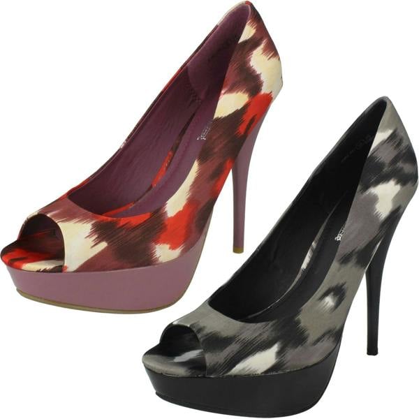 Spot On Ladies Spot On High Heel Platform Open Toe Court Shoe