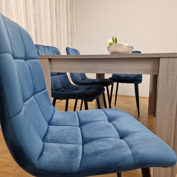 Kosy Koala Modern Grey Rectangle Dining Table Set With 4 Grey Velvet Chairs And 1 Grey Bench Dining Room Furniture