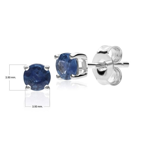 Gemondo Classic Round Light Blue Kanchanaburi Sapphire Stud Earrings in 9ct White Gold 3.5mm